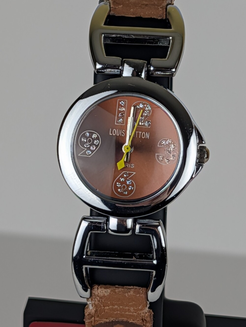 Louis Vuitton Vintage Brown Dial Watch Crystal Number Markers Paris